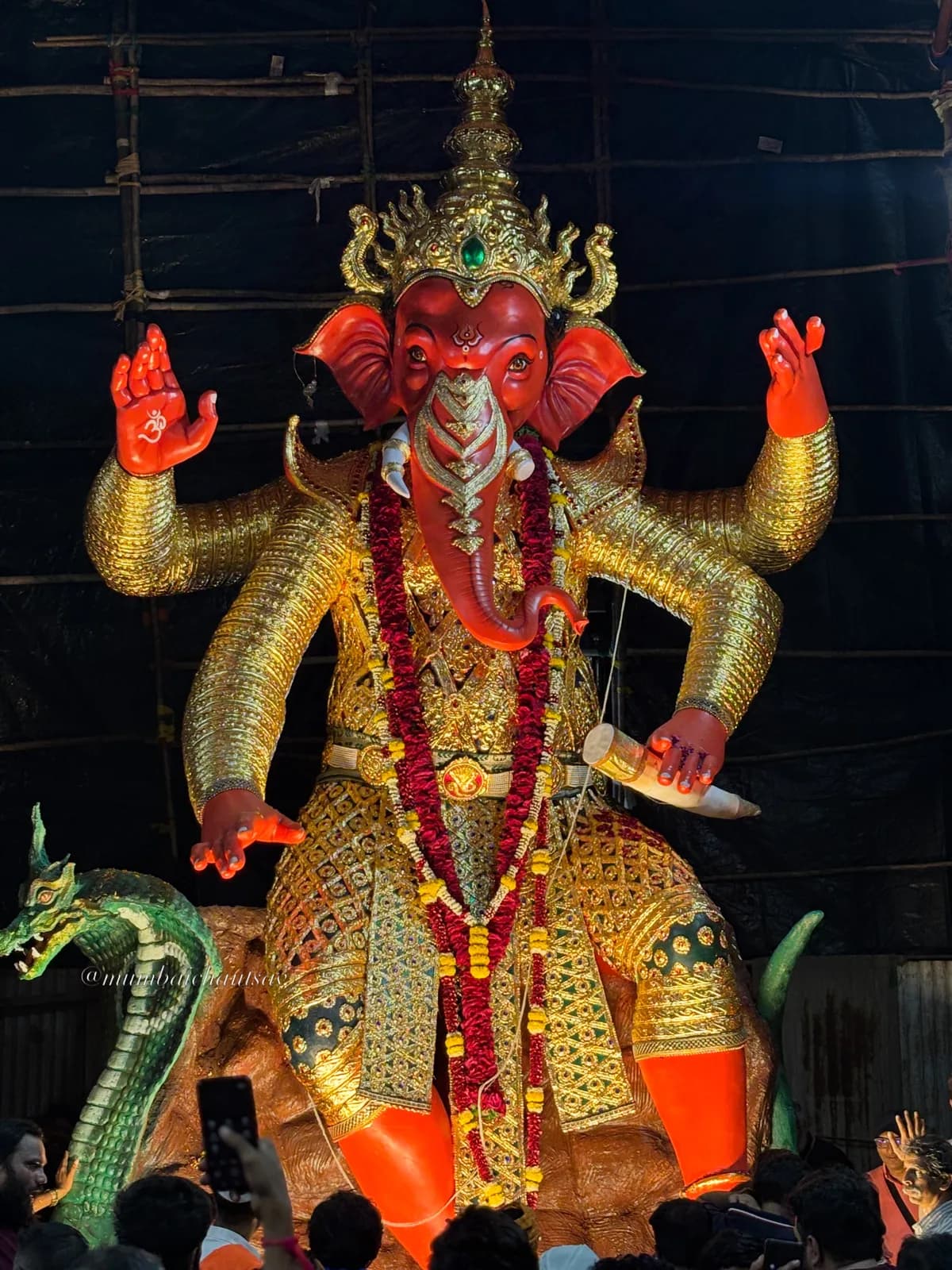 Malabar Hill Cha Raja Ganpati idol at its pandal in Mumbai