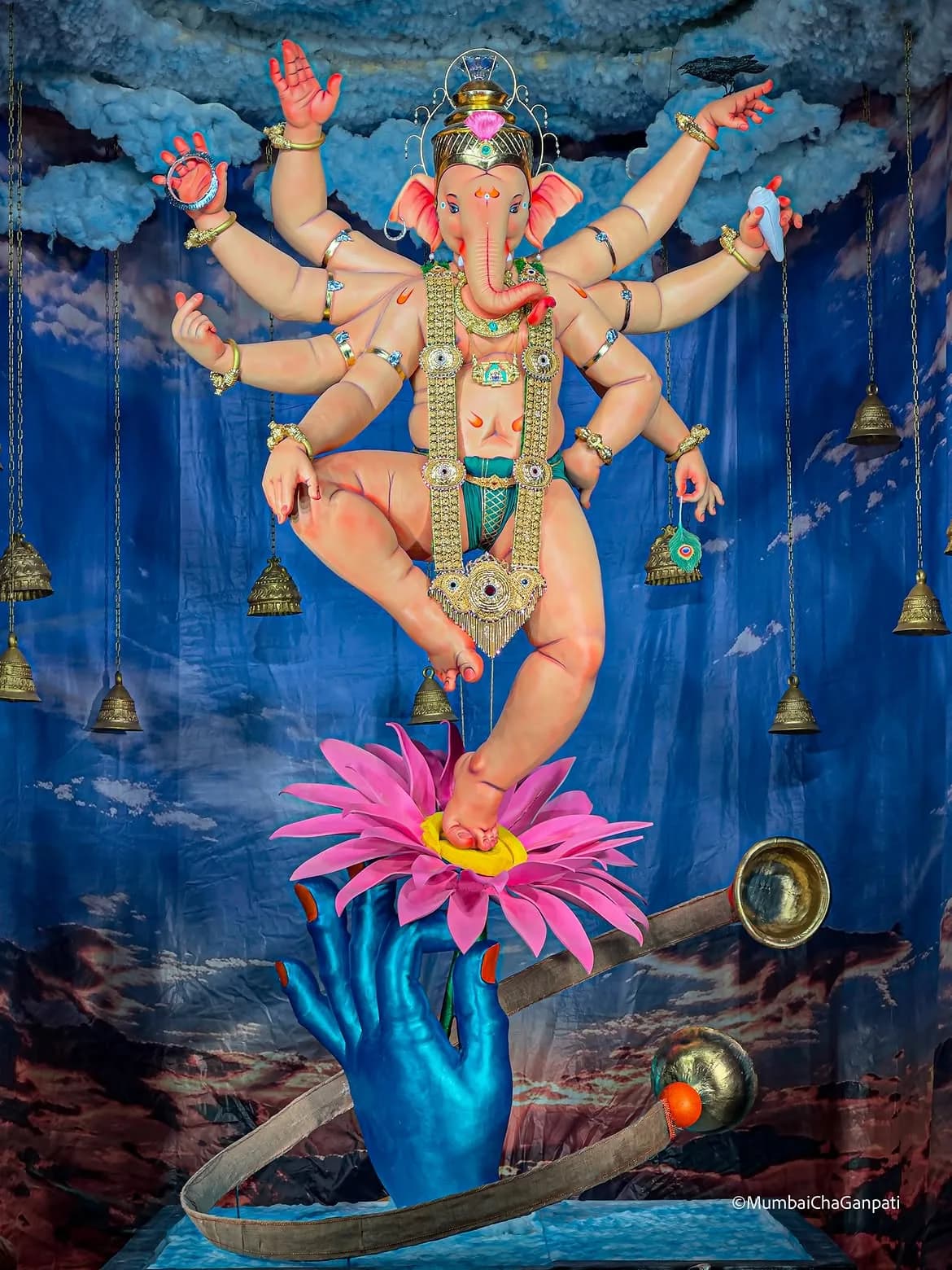 Mumbaicha Raja Ganpati idol at its pandal in Mumbai