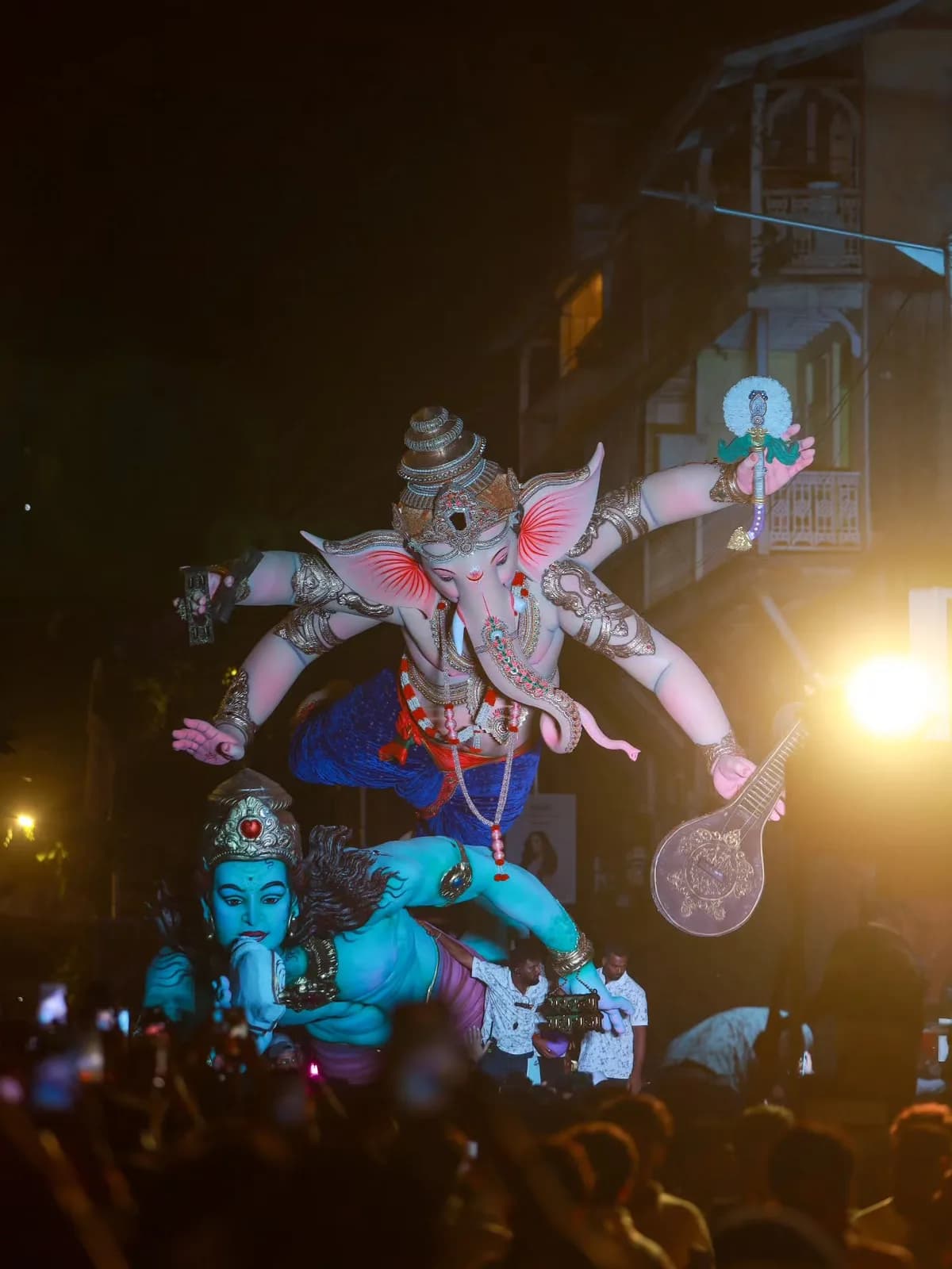 Parel Cha Maharaja Ganpati idol at its pandal in Mumbai