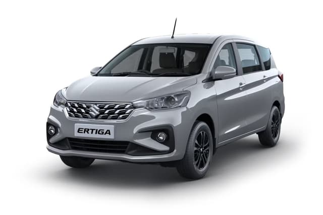 Maruti Suzuki Ertiga Smart Hybrid - Prme Splendid Silver Car available for rent in Mira Road (E), Mumbai